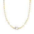 .25 ct. t.w. Pave Diamond Paper Clip Link Necklace in 14kt Yellow Gold