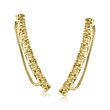 Italian Textured and Polished 14kt Yellow Gold Ear Climbers