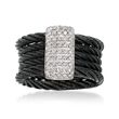 ALOR &quot;Noir&quot; .41 ct. t.w. Diamond Black Cable Ring with 18kt White Gold