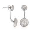 1.20 ct. t.w. Pave CZ Jewelry Set: Earrings and Front-Back Jackets in Sterling Silver