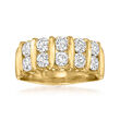 C. 1990 Vintage 1.30 ct. t.w. Diamond Two-Row Ring in 18kt Yellow Gold