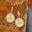 Italian Replica Lira Bumblebee Coin Drop Earrings in Sterling Silver and 18kt Gold Over Sterling