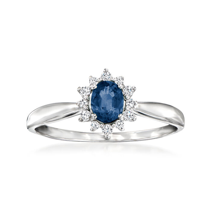 .30 Carat Sapphire Ring with Diamond Accents in 14kt White Gold