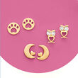 Child's 14kt Yellow Gold Paw Print Stud Earrings
