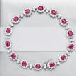 5.75 ct. t.w. Ruby and 4.65 ct. t.w. Diamond Flower Bracelet in 18kt White Gold
