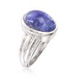 8.00 Carat Cabochon Tanzanite Ring in Sterling Silver