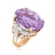 C. 1970 Vintage 22.25 Carat Amethyst and .35 ct. t.w. Diamond Cocktail Ring in 14kt Two-Tone Gold