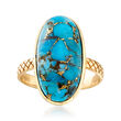 20x10mm Turquoise Ring in 14kt Yellow Gold