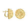 Italian 18kt Yellow Gold Line-Patterned Dome Earrings