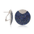 5.75 ct. t.w. Sapphire and .65 ct. t.w. Diamond Disc Earrings in 18kt White Gold