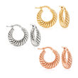 Italian Tri-Colored Sterling Silver Jewelry Set: Three Pairs of Hoop Earrings