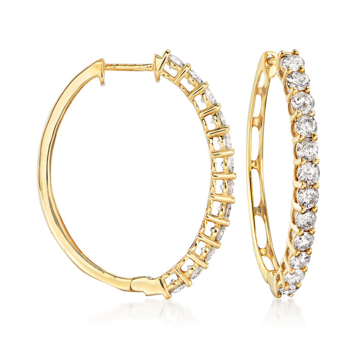 4.00 ct. t.w.  Diamond Hoop Earrings in 14kt Yellow Gold