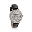 Saint James Women's 46mm White and Black Crystal Skull Watch with Black Leather