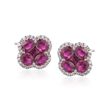 Gregg Ruth 2.65 ct. t.w. Ruby and .28 ct. t.w. Diamond Floral Stud Earrings in 18kt White Gold