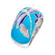 .15 ct. t.w. Diamond Dragonfly Ring with Multicolored Enamel in Sterling Silver