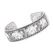 Sterling Silver Bali-Style Elephant Cuff Bracelet