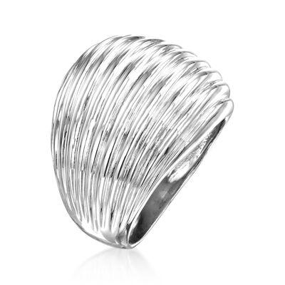 Italian Sterling Silver Ribbed Dome Ring