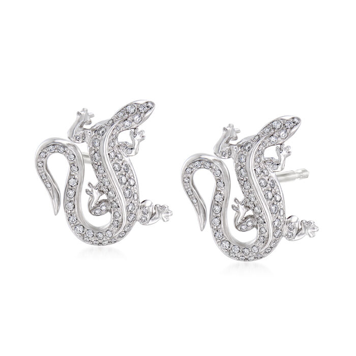 C. 1990 Vintage Tiffany Jewelry .75 ct. t.w. Diamond Lizard Earrings in Platinum