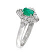 C. 1990 Vintage .45 Carat Emerald and .36 ct. t.w. Diamond Ring in Platinum