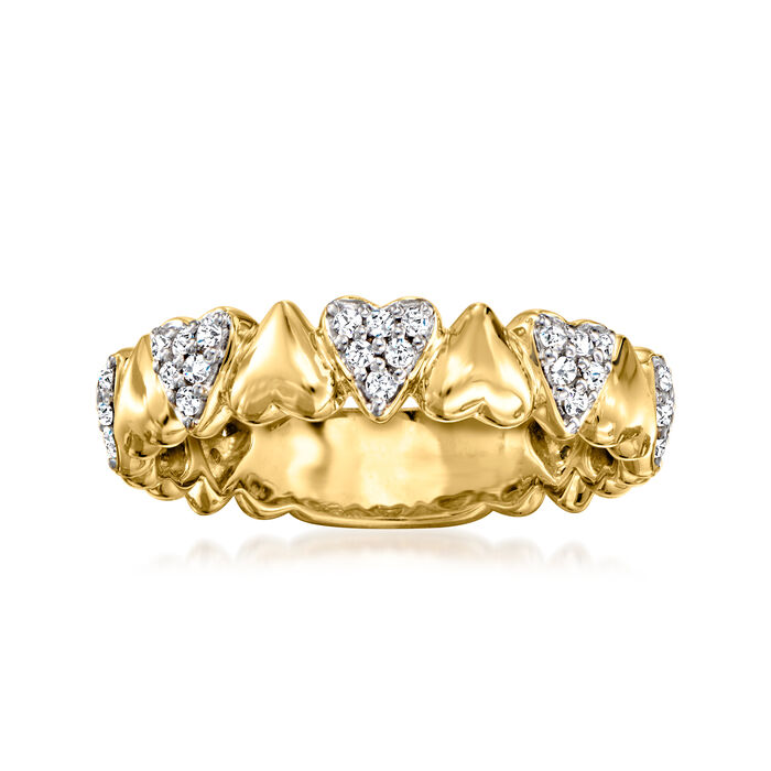 .25 ct. t.w. Diamond Heart-Pattern Ring in 18kt Gold Over Sterling