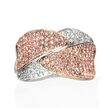 1.69 ct. t.w. Pink and White Diamond Crisscross Ring in 18kt Two-Tone Gold