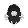 C. 1950 Vintage .20 Carat Diamond Ring with Black Onyx in 18kt White Gold