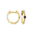 Sapphire and Diamond-Accented Huggie Hoop Earrings in 14kt Yellow Gold