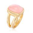 Pink Chalcedony Ring in 18kt Yellow Gold Over Sterling Silver