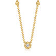Roberto Coin .10 Carat Diamond Necklace with Bead Stations in 18kt Yellow Gold