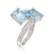 2.70 ct. t.w. Aquamarine and .30 ct. t.w. Diamond Bypass Ring in 14kt White Gold