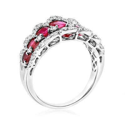 2.10 ct. t.w. Ruby and .31 ct. t.w. Diamond Ring in 18kt White Gold