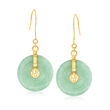 Jade &quot;Blessing&quot; Drop Earrings in 14kt Yellow Gold
