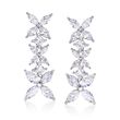 4.80 ct. t.w. Princess-Cut and Marquise CZ Floral Drop Earrings in Sterling Silver