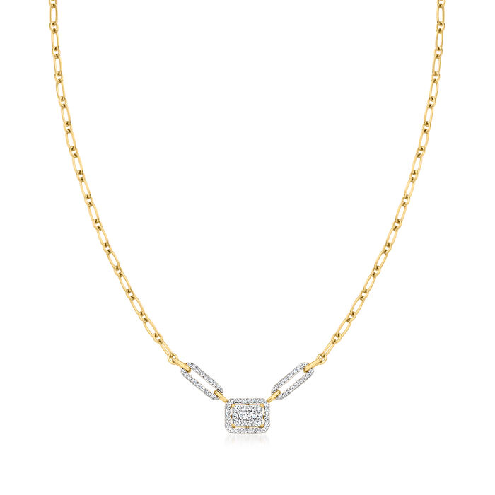 .50 ct. t.w. Diamond Cluster Necklace in 18kt Gold Over Sterling