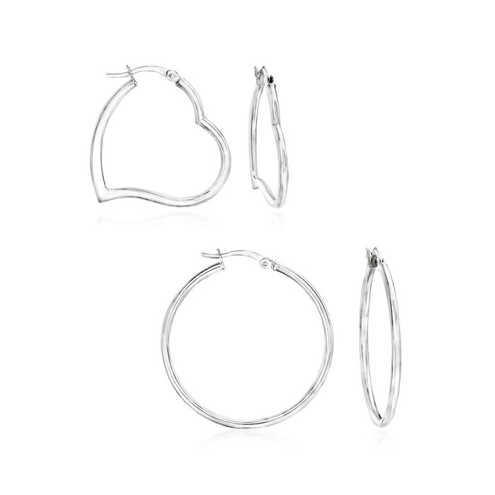 Sterling Silver Jewelry Set: Two Pairs of Hoop Earrings