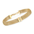 Gold-Plated Stainless Steel Mesh Bracelet with Crystals
