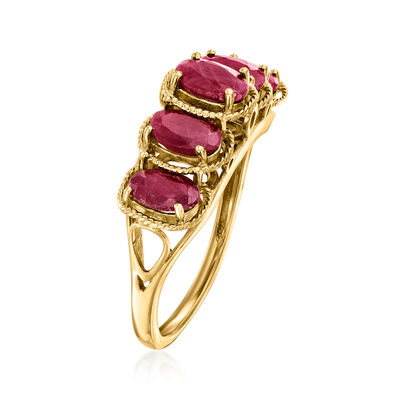 3.00 ct. t.w. Ruby Five-Stone Ring in 18kt Gold Over Sterling