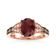 Le Vian 2.00 Carat Raspberry Rhodolite and .25 ct. t.w. Chocolate Diamond Ring with Vanilla Diamond Accents in 14kt Strawberry Gold