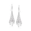 Sterling Silver Floral Openwork Free-Form Drop Earrings