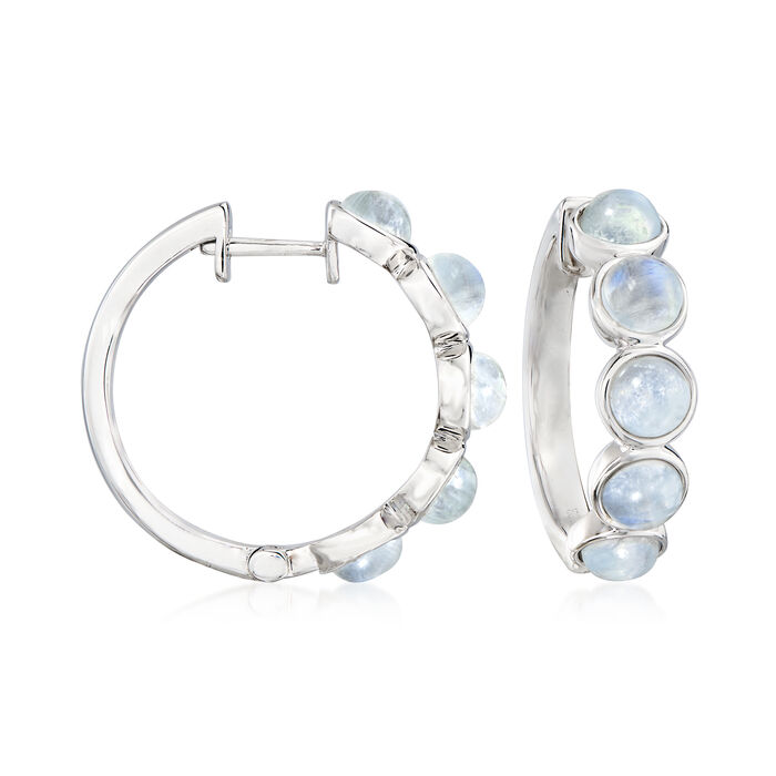 Moonstone Hoop Earrings in Sterling Silver