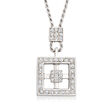 C. 2000 Vintage .65 ct. t.w. Diamond Square Pendant Necklace in 18kt White Gold