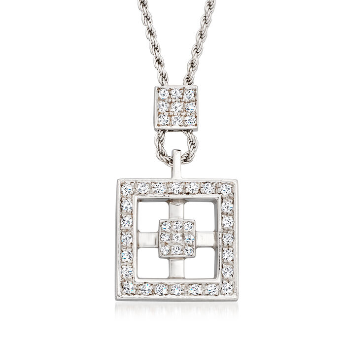 C. 2000 Vintage .65 ct. t.w. Diamond Square Pendant Necklace in 18kt White Gold