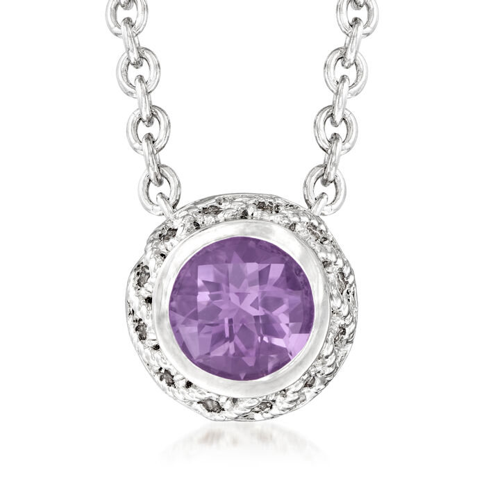 Andrea Candela &quot;Rioja&quot; 1.50 Carat Round Amethyst Necklace in Sterling Silver