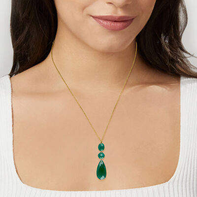 Green Chalcedony Pendant Necklace in 10kt Yellow Gold