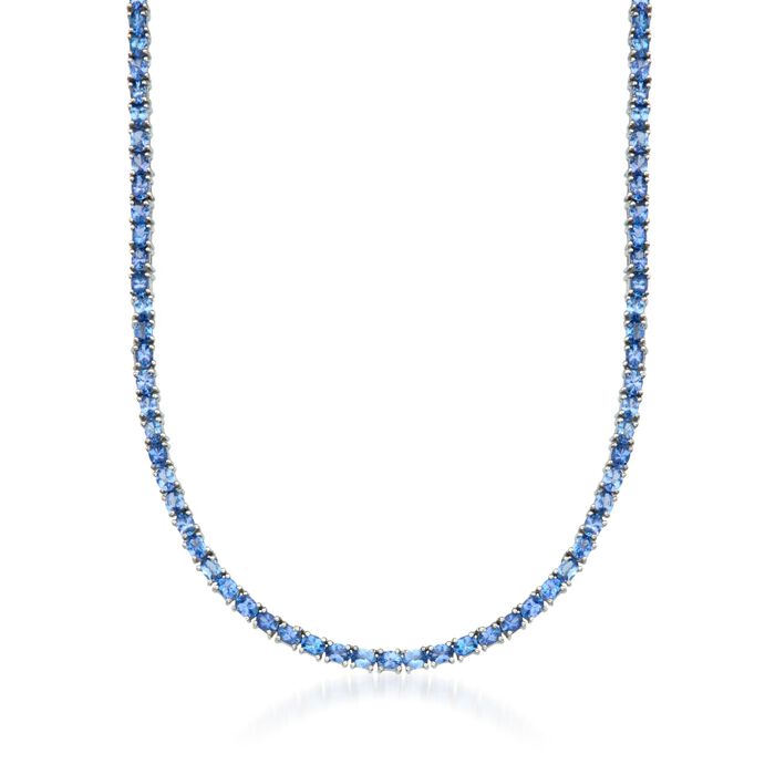 19.80 ct. t.w. Tanzanite Tennis Necklace in Sterling Silver