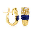 C. 2000 Vintage Boucheron Lapis and .60 ct. t.w. Diamond Earrings in 18kt Yellow Gold