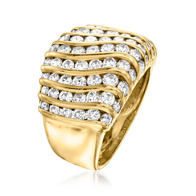 C. 1980 Vintage 2.20 ct. t.w. Diamond Striped Ring in 18kt Yellow Gold