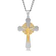 Men's Two-Tone Stainless Steel Crucifix Pendant Necklace with .10 ct. t.w. Diamonds