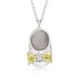 Simulated Peridot Baby Shoe Pendant Necklace with CZ in Sterling Silver