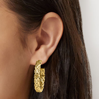 10kt Yellow Gold Byzantine C-Hoop Earrings